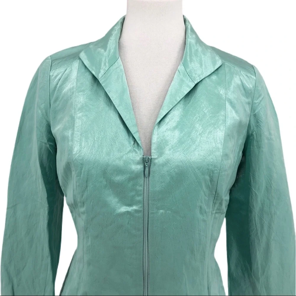 Lafayette 148 New York Blue/Green 3/4 Sleeve Blazer - Picture 2 of 11